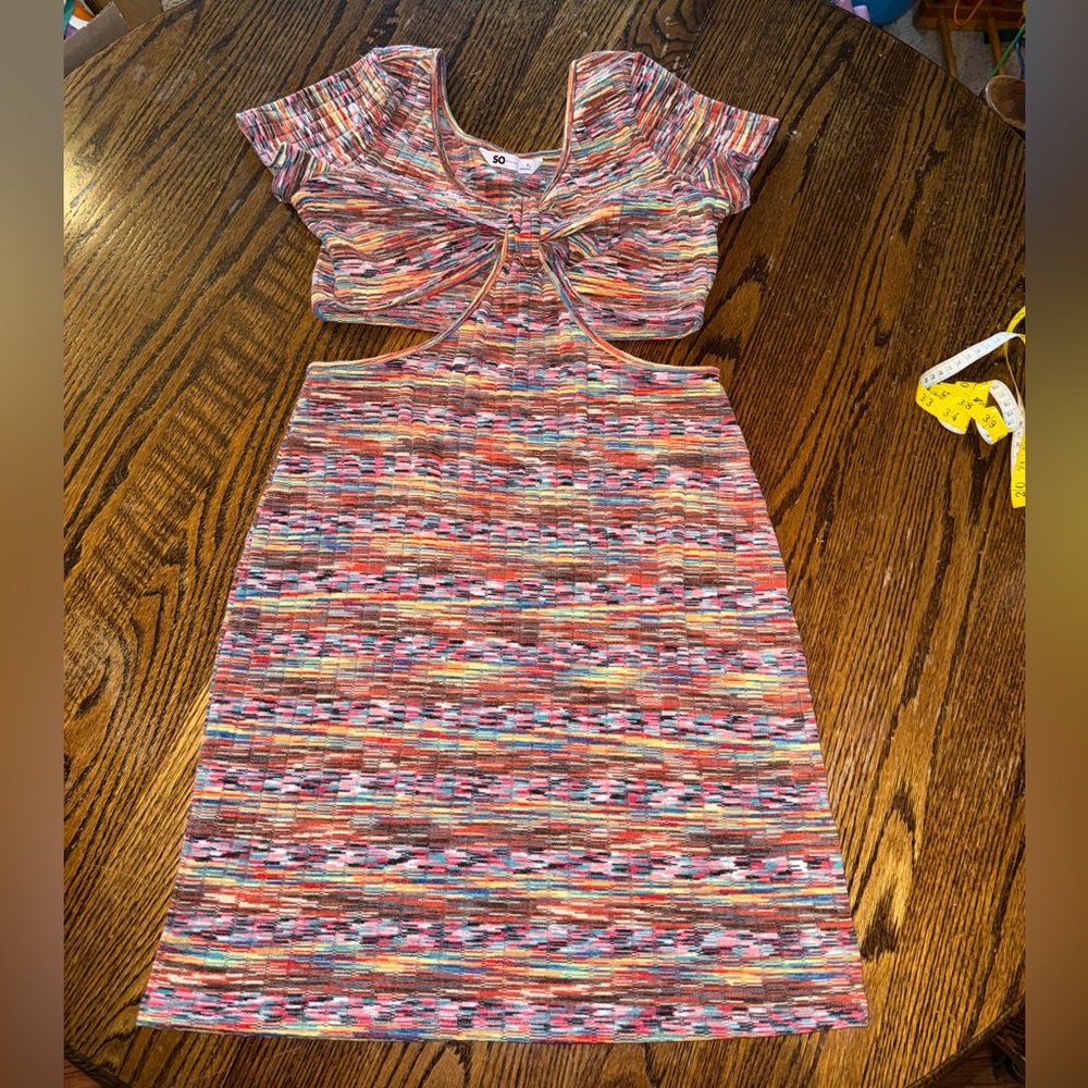 S.O. Multicolor Waist Cut Out Mini Dress